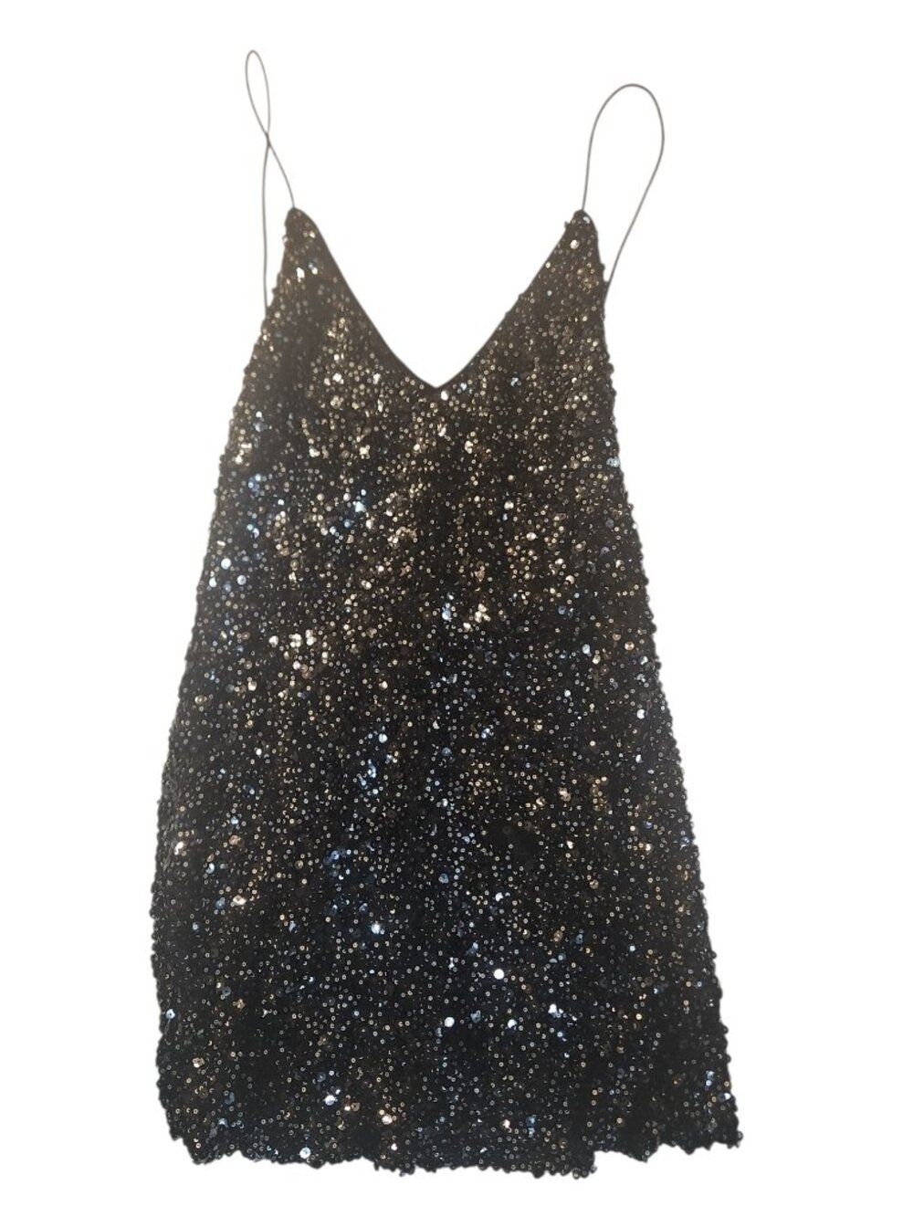Lulus Black Sequin Mini Slip Dress Size Small Spaghetti Strap Party Cocktail